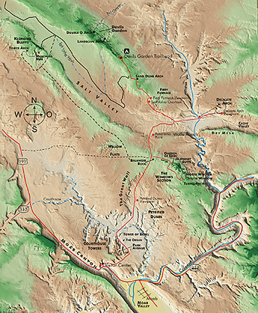 Topografische Karte des Arches National Parks