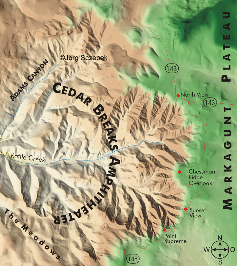 Landkarte Cedar Breaks NM