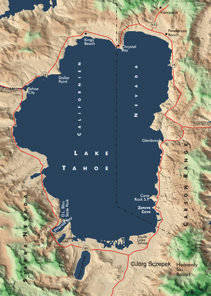 Landkarte Lake Tahoe
