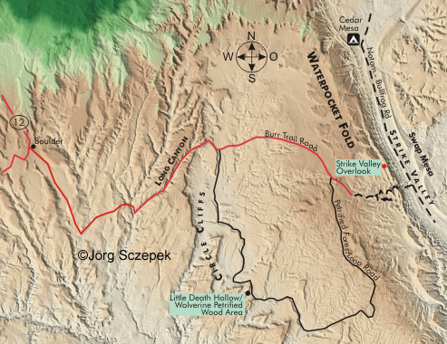 Landkarte Little Death Hollow, Burr Trail