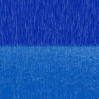 Regenschauer, der ueber einem See niedergeht